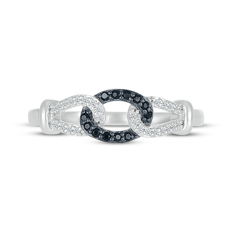 Main Image 4 of Black & White Diamond Chain Loop Ring 1/10 ct tw Sterling Silver