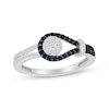 Thumbnail Image 1 of Black & White Diamond Knot & Loop Ring 1/3 ct tw Sterling Silver