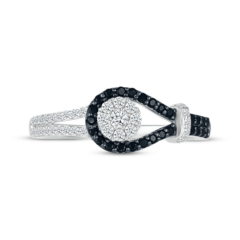 Main Image 4 of Black & White Diamond Knot & Loop Ring 1/3 ct tw Sterling Silver