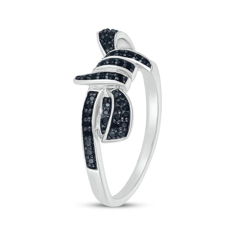 Main Image 2 of Black Diamond Bow Twist Ring 1/4 ct tw Sterling Silver