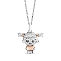 Disney Treasures Monsters, Inc. &quot;Boo&quot; Diamond Necklace 1/15 ct tw Sterling Silver & 10K Rose Gold 19&quot;