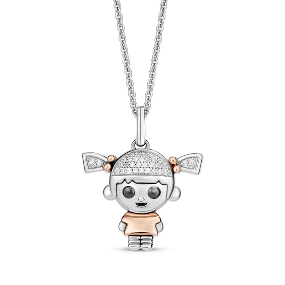 Disney Treasures Monsters, Inc. "Boo" Diamond Necklace 1/15 ct tw Sterling Silver & 10K Rose Gold 19"