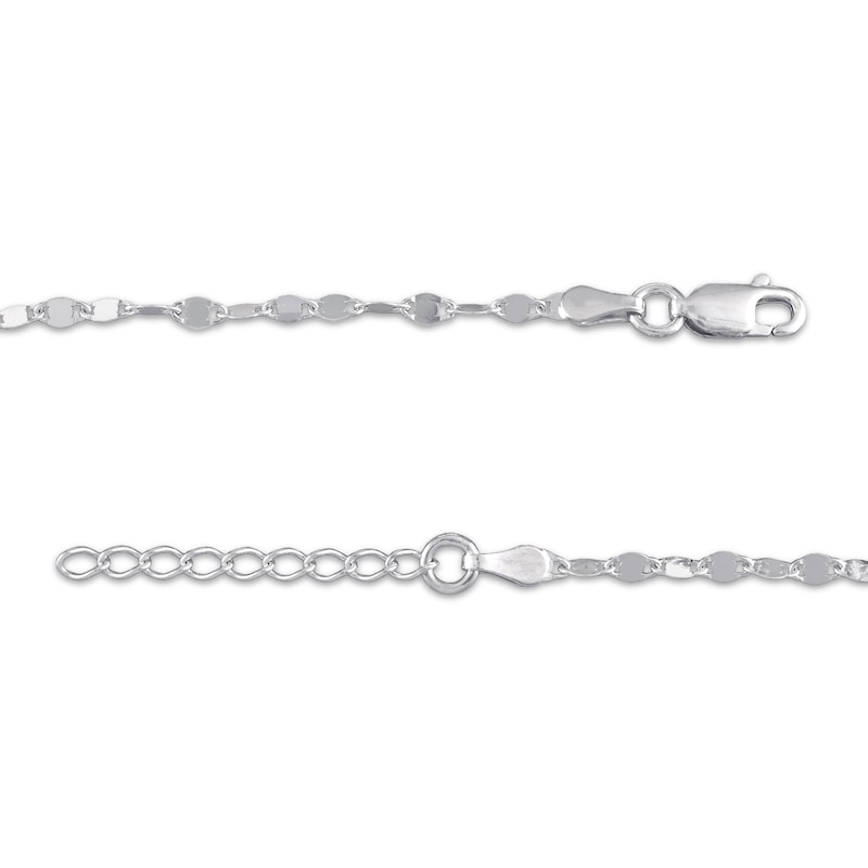 Main Image 2 of Diamond-Cut Mirror Chain Anklet Solid Sterling Silver 10&quot;