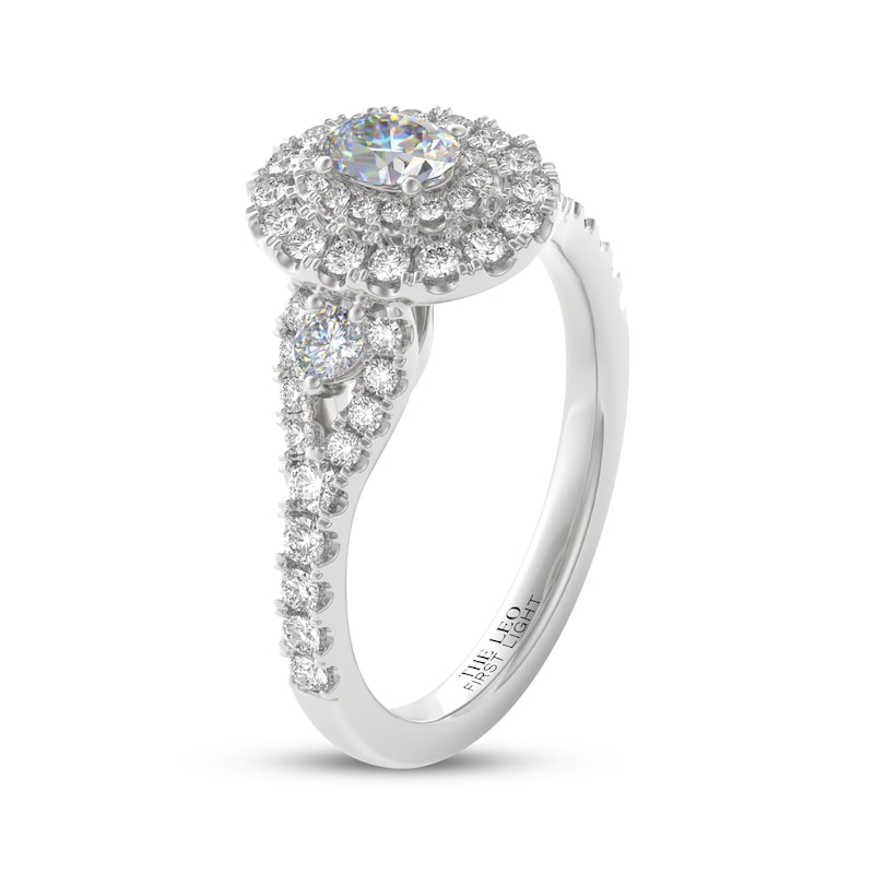 Main Image 2 of THE LEO First Light Diamond Oval-Cut Double Halo Engagement Ring 1 ct tw 14K White Gold