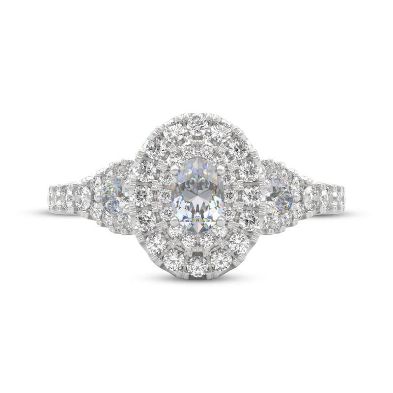 Main Image 3 of THE LEO First Light Diamond Oval-Cut Double Halo Engagement Ring 1 ct tw 14K White Gold