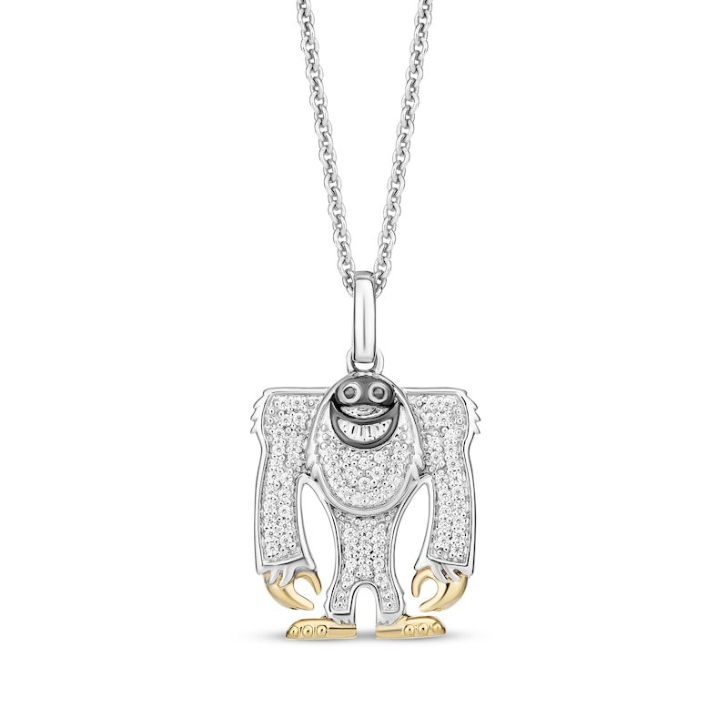 Disney Treasures Monsters, Inc. "Yeti the Abominable Snowman" Diamond Necklace 1/6 ct tw  Sterling Silver & 10K Yellow Gold 19"