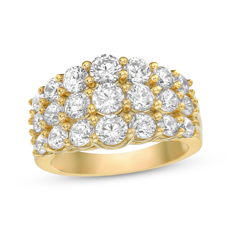 Main Image 1 of Diamond Graduated Three-Row Ring 3 ct tw 10K Yellow Gold