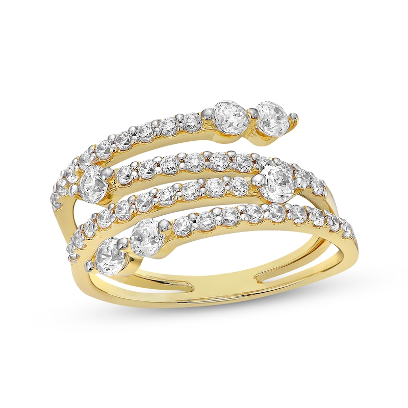 Diamond Faux Stack Four-Row Ring 1 ct tw 10K Yellow Gold