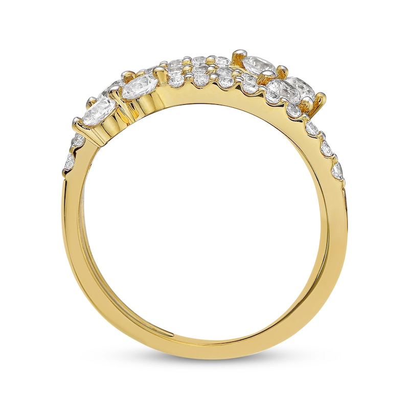 Diamond Faux Stack Four-Row Ring 1 ct tw 10K Yellow Gold