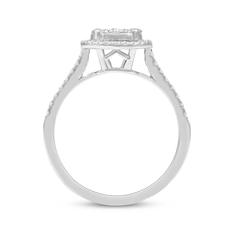 Main Image 3 of Multi-Diamond Center Oval Frame Ring 1/2 ct tw 10K White Gold