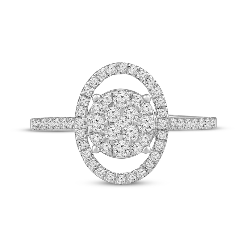 Main Image 4 of Multi-Diamond Center Oval Frame Ring 1/2 ct tw 10K White Gold