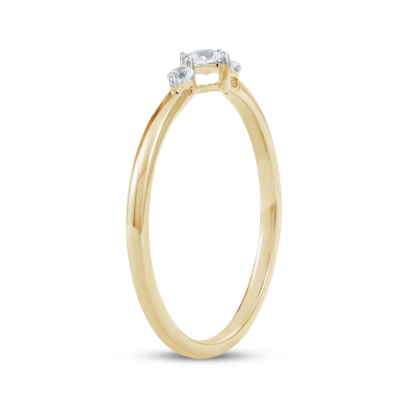 Main Image 2 of Princess & Round-Cut Diamond Three-Stone Promise Ring 1/6 ct tw 10K Yellow Gold