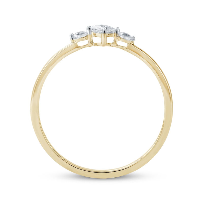 Main Image 4 of Princess & Round-Cut Diamond Three-Stone Promise Ring 1/6 ct tw 10K Yellow Gold