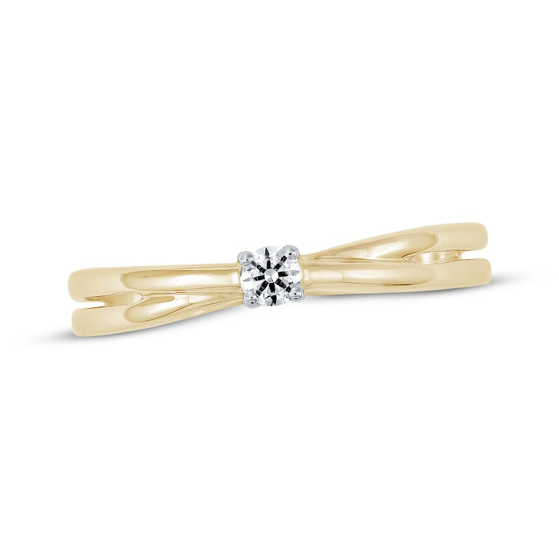 Main Image 1 of Diamond Solitaire Crossover Promise Ring 1/15 ct tw 10K Yellow Gold