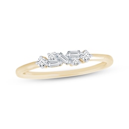 Baguette & Round-Cut Diamond Scatter Ring 1/6 ct tw 10K Yellow Gold