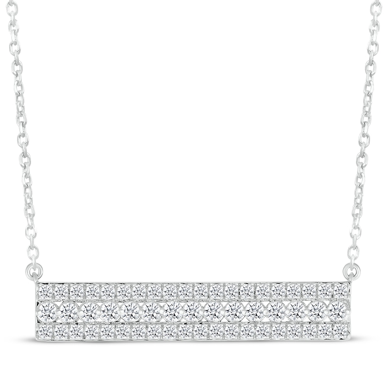 Main Image 1 of Lab-Grown Diamonds by KAY Bar Necklace 1/2 ct tw 10K White Gold 18&quot;