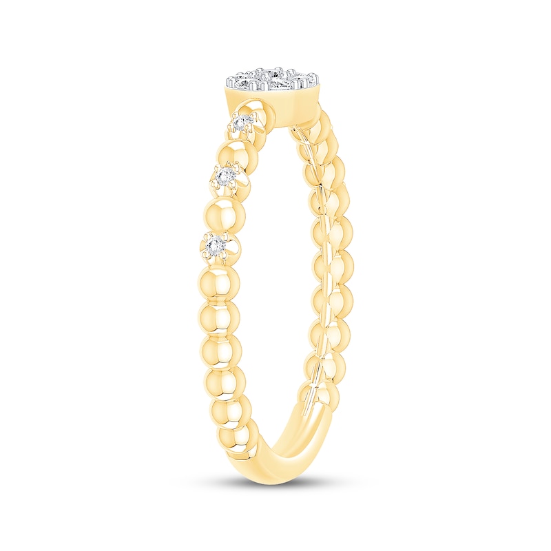 Main Image 2 of Multi-Diamond Center Beaded Promise Ring 1/8 ct tw 10K Yellow Gold