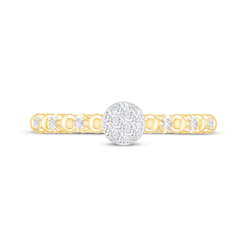 Main Image 3 of Multi-Diamond Center Beaded Promise Ring 1/8 ct tw 10K Yellow Gold