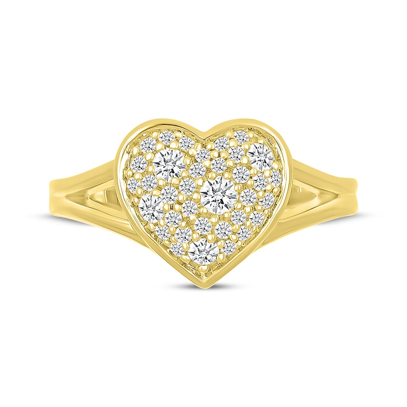 Diamond Cobblestone Heart Ring 3/8 ct tw 10K Yellow Gold