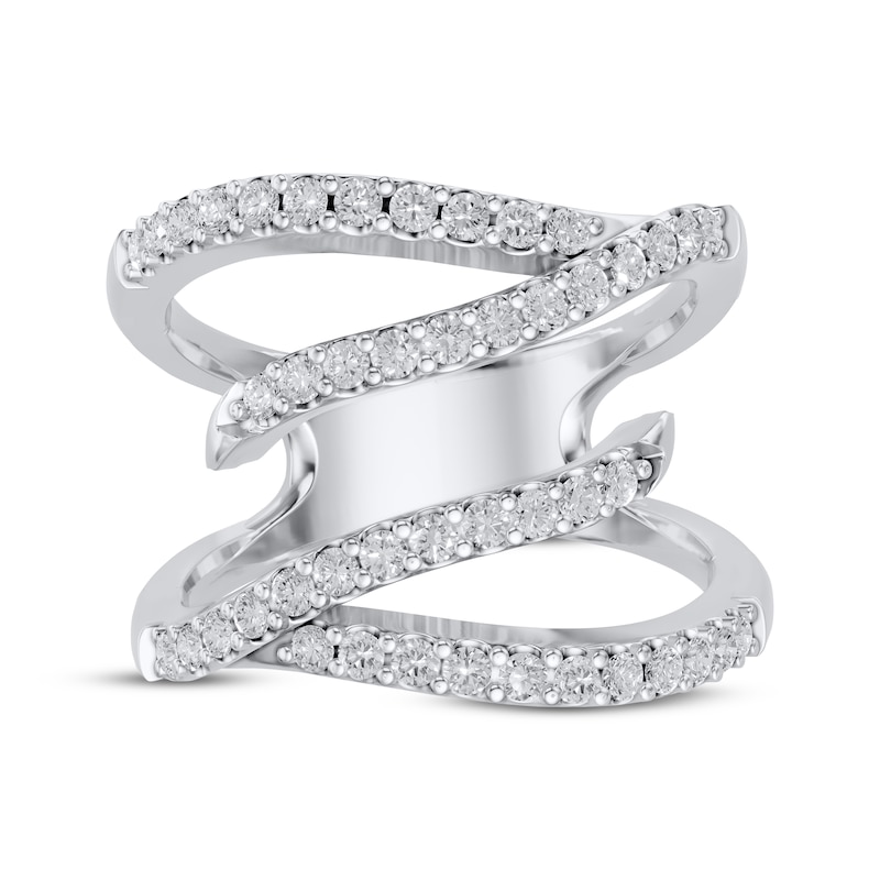 Diamond Wavy Faux-Stack Ring 1/2 ct tw 10K White Gold