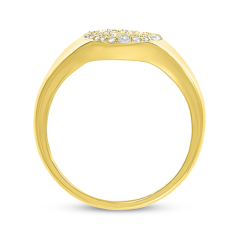 Main Image 3 of Diamond Cobblestone Oval Signet Ring 1/2 ct tw 10K Yellow Gold