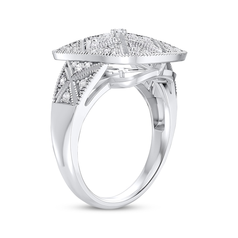 Main Image 2 of Diamond Art Deco-Inspired Cushion-Shaped Ring 5/8 ct tw 10K White Gold