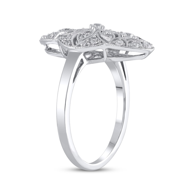 Diamond Art Deco-Inspired Filigree Ring 3/8 ct tw 10K White Gold