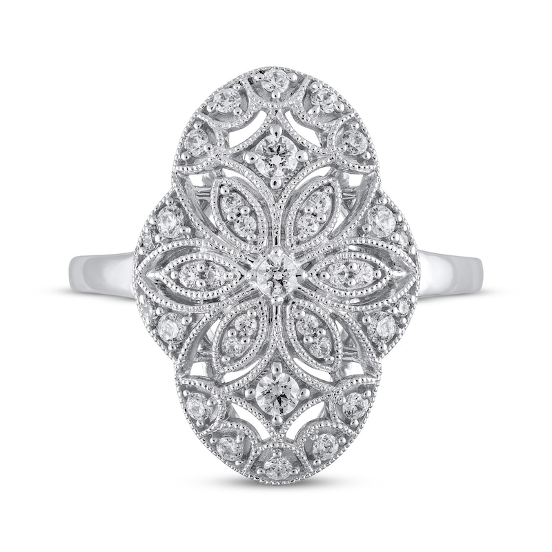 Diamond Art Deco-Inspired Filigree Ring 3/8 ct tw 10K White Gold