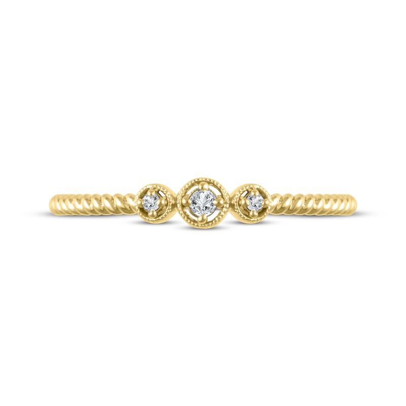 Main Image 3 of Diamond Three-Stone Stackable Rope Ring 1/20 ct tw 10K Yellow Gold