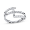 Thumbnail Image 1 of Diamond Sideways Cross Bypass Ring 1/5 ct tw 10K White Gold