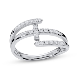 Diamond Sideways Cross Bypass Ring 1/5 ct tw 10K White Gold