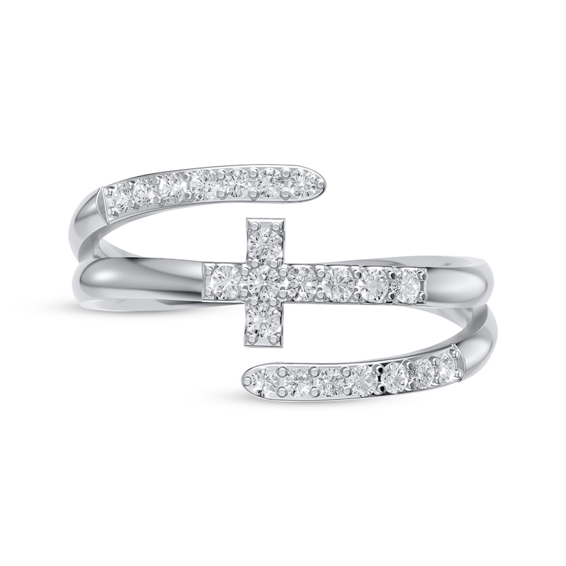 Main Image 3 of Diamond Sideways Cross Bypass Ring 1/5 ct tw 10K White Gold