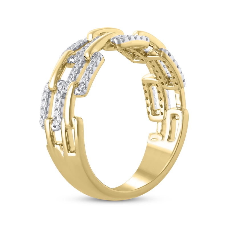 Main Image 2 of Diamond Chain Link-Style Two-Row Fashion Ring 1/4 ct tw 10K Yellow Gold