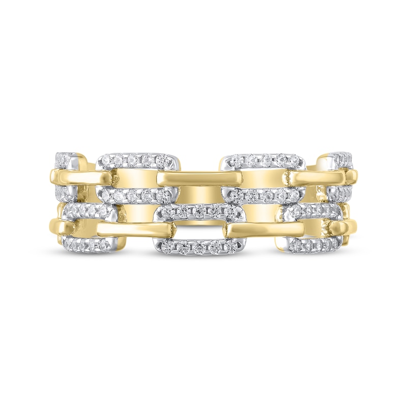 Main Image 3 of Diamond Chain Link-Style Two-Row Fashion Ring 1/4 ct tw 10K Yellow Gold