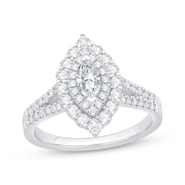 Marquise-Cut Diamond Double Frame Engagement Ring 1 ct tw 14K White Gold