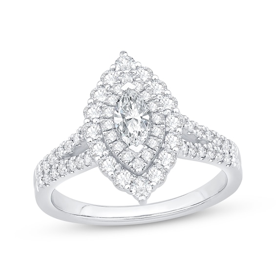 Marquise-Cut Diamond Double Frame Engagement Ring 1 ct tw 14K White Gold