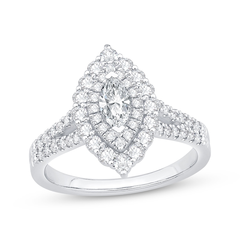 Main Image 1 of Marquise-Cut Diamond Double Frame Engagement Ring 1 ct tw 14K White Gold