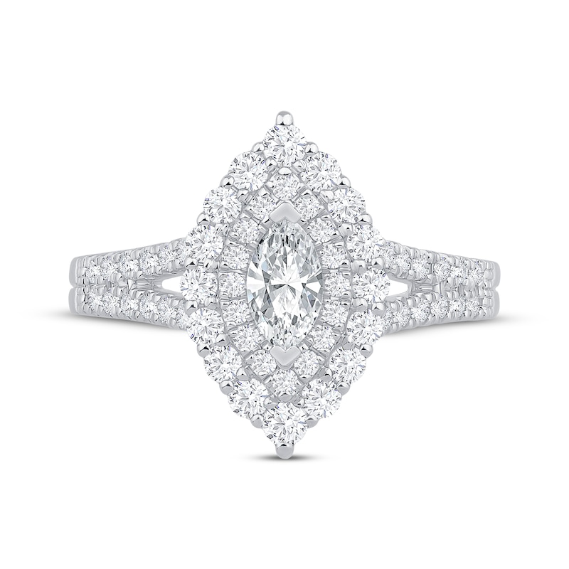 Main Image 3 of Marquise-Cut Diamond Double Frame Engagement Ring 1 ct tw 14K White Gold