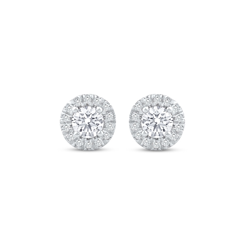 Main Image 2 of Lab-Grown Diamonds by KAY Halo Stud Earrings 1 ct tw 14K White Gold (F/SI2)