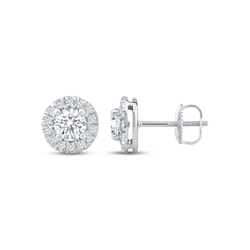 Main Image 3 of KAY Lab-Grown Diamonds Halo Stud Earrings 1 ct tw 14K White Gold (F/SI2)