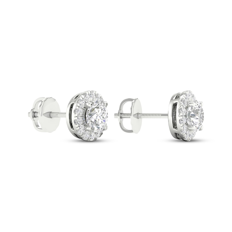 Main Image 4 of Lab-Grown Diamonds by KAY Halo Stud Earrings 1 ct tw 14K White Gold (F/SI2)