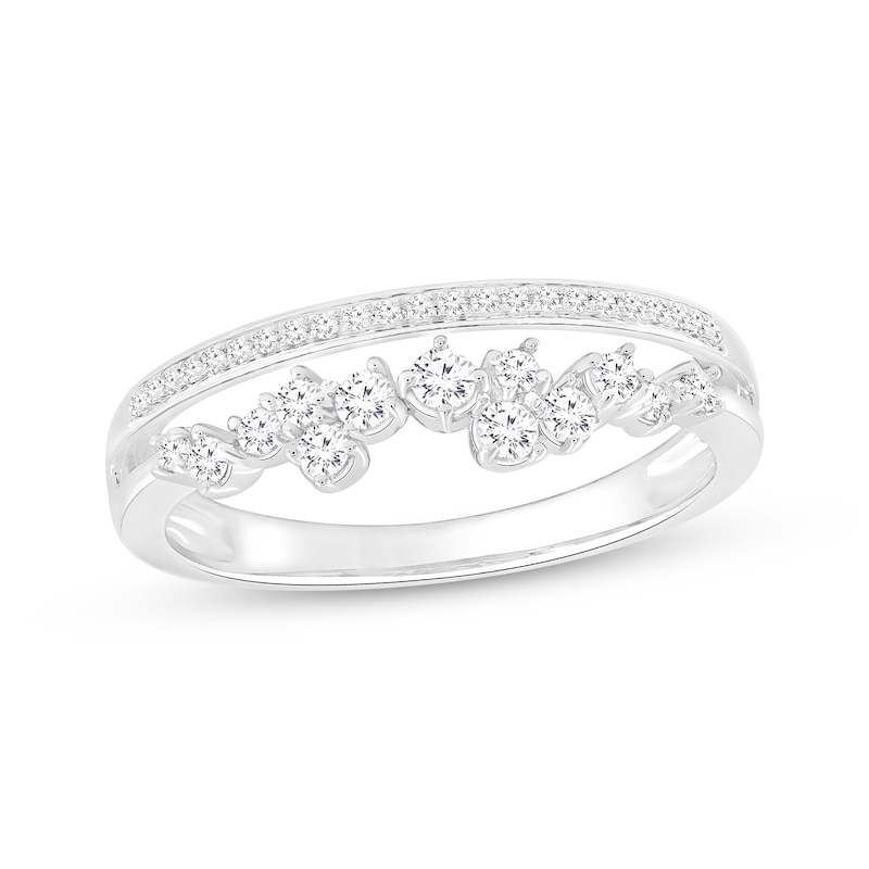 Main Image 1 of Diamond Scatter Faux-Stack Ring 1/3 ct tw 10K White Gold