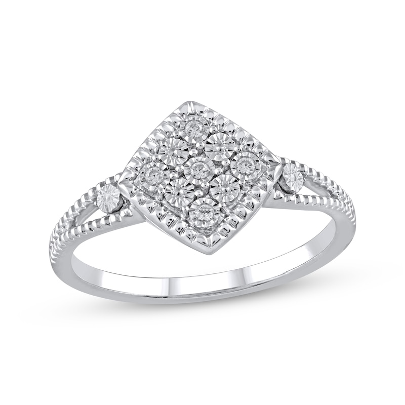 Main Image 1 of Diamond Accent Tilted Cushion-Frame Ring Sterling Silver