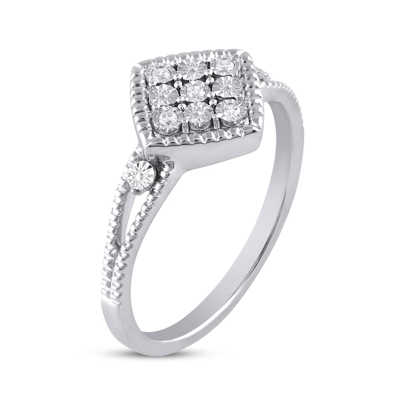 Main Image 2 of Diamond Accent Tilted Cushion-Frame Ring Sterling Silver