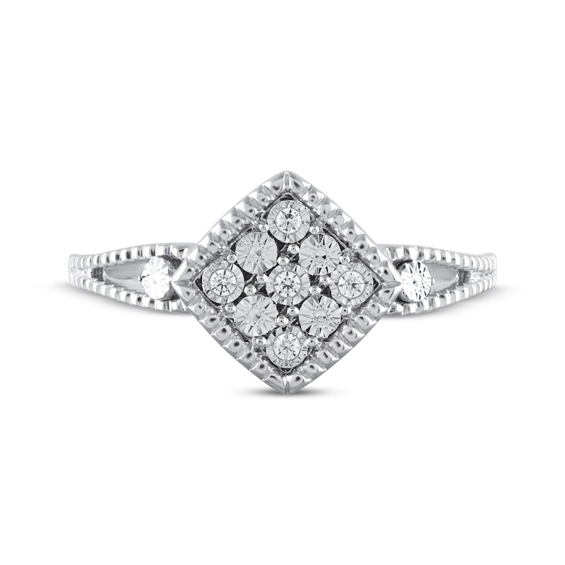 Main Image 3 of Diamond Accent Tilted Cushion-Frame Ring Sterling Silver