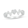 Thumbnail Image 1 of Diamond Heart & Heartbeat Ring 1/10 ct tw 10K White Gold