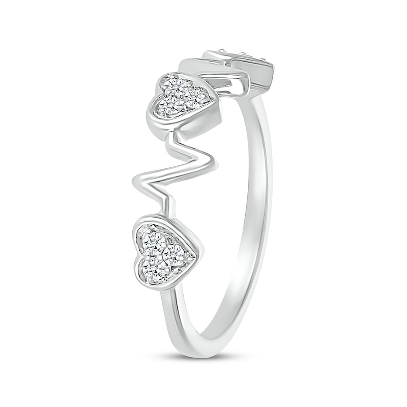 Main Image 2 of Diamond Heart & Heartbeat Ring 1/10 ct tw 10K White Gold