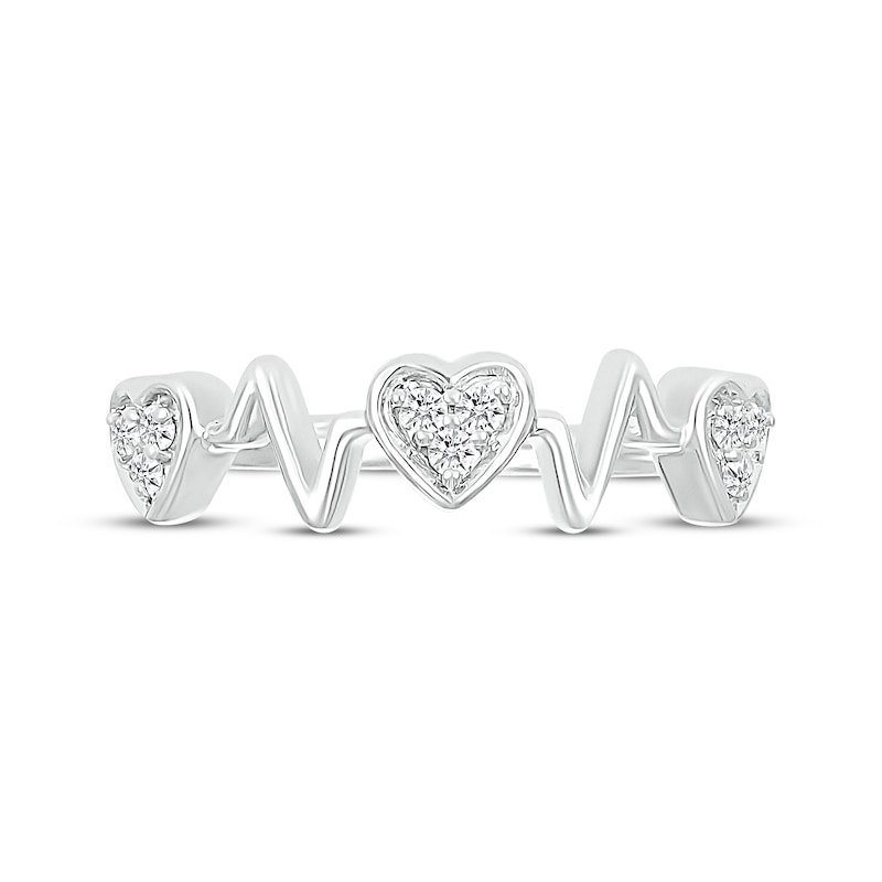 Main Image 4 of Diamond Heart & Heartbeat Ring 1/10 ct tw 10K White Gold