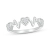 Thumbnail Image 1 of Diamond Heart & Heartbeat Ring 1/10 ct tw Sterling Silver