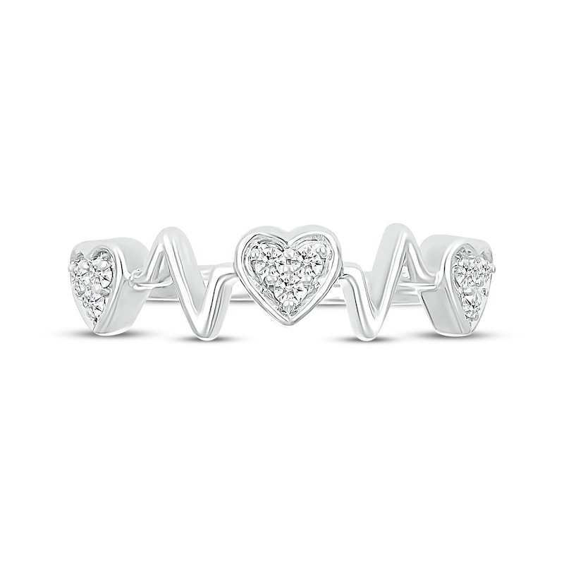 Main Image 4 of Diamond Heart & Heartbeat Ring 1/10 ct tw Sterling Silver